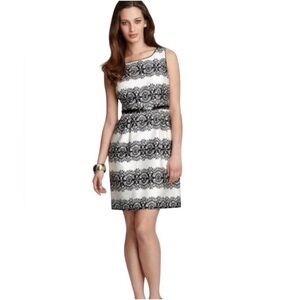 Kate Spade Women's White Black Lace Lola Silk Sheath Dress No Belt EUC 6 #1442